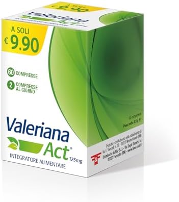 Valeriana Act 125mg, Integratore Alimentare a Base di Estratto Secco di Valeriana - Confezione da 60 Compresse