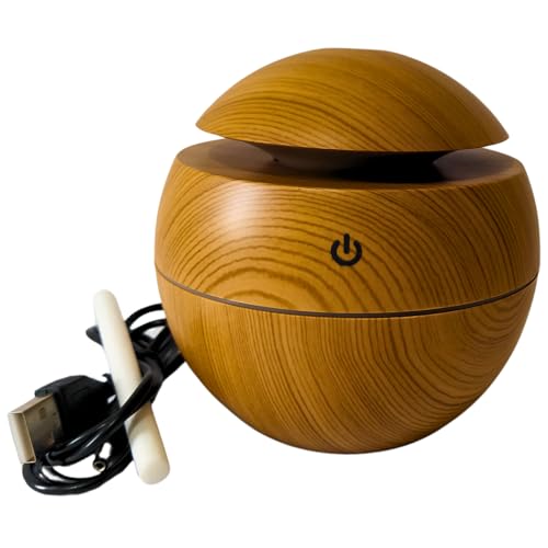 Umidificador Amadeirado + Refil Filtro C/Abajur Led 200ml em Plástico Luz Noturna Difusor de Aromas