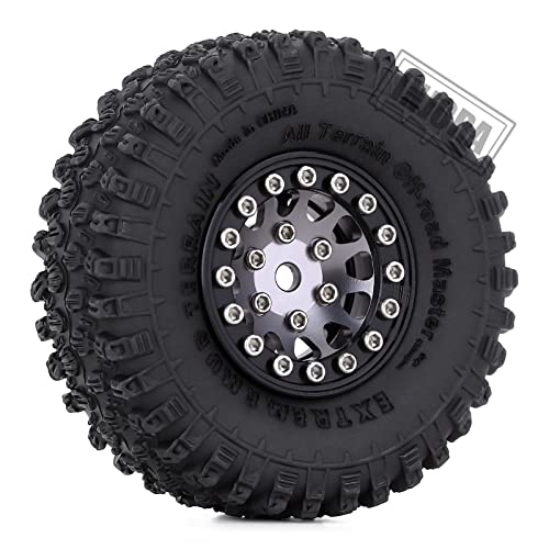 Injora 1.0 Tires And Beadlock Wheel Rims Set For 1/18 Trx4M 1/24 Rc Crawler Car Axial Scx24 Axi90081 Axi00001 Upgrade Parts(Black&Grey) #TOP1