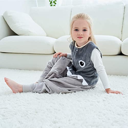 Michley Baby Sleeping Bag Sack With Feet Autumn Winter Swaddle Wearable Blanket Sleeveless Nightgowns For Infant Toddler, 1-3T, Grey Shark #TOP6