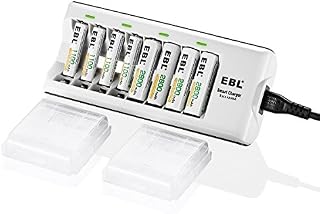 EBL Charger with Batteries - 8Bay Battery Charger and AA Batteries 2,800mAh (4Pcs)