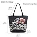 ZzWwR Fashion Motorcycle in Usa Flag Extra Large Canvas Gym Shoulder Tote,Durable Reusable Daily Top Handle Bag for Mens Womens Yoga Weekender Picnic Beach Travel Market Shopping