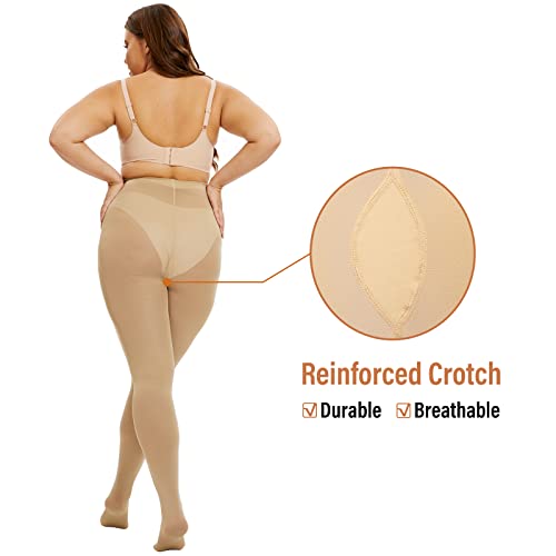 MANZI Women's 2 Pairs Plus Size Control Top Tights Ultra-Soft Panty Hose