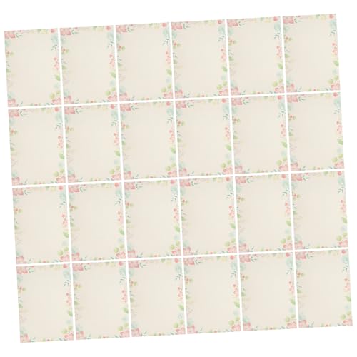 WEKAMOS 50個 花柄プリントペーパー 書く用フローラルレター紙 印刷対応 美しい水彩花縁デザイン 手紙や招待状に