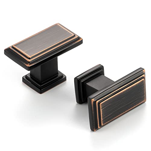 30 Pack 1-1/2 Inch Oil Rubbed Bronze Cabinet Knobs Brushed Bronze Drawer Knobs Rectangular Bronze Cabinet Pulls, ZK2206 Kitchen Hardware for Cabinets Drawers Bedroom Dresser Cupboard Bathroom