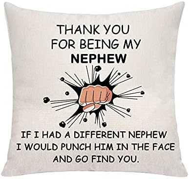 VAVSU Nephew Gift From Aunt Uncle,Thank You For Being My Nephew Hug Cushion Cover Throw Pillow Cover Pillow Cases to Nephew for Christmas Birthday Graduation Small Keepsakes (Nephew)