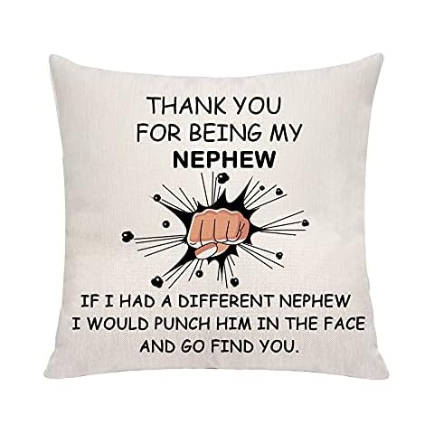 VAVSU Nephew Gift From Aunt Uncle,Thank You For Being My Nephew Hug Cushion Cover Throw Pillow Cover Pillow Cases to Nephew for Christmas Birthday Graduation Small Keepsakes (Nephew) Cover