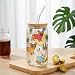 Subvise French Bulldog Gift for Women,16 oz Glass Cup with Lids and Straws for Coffee, Juice