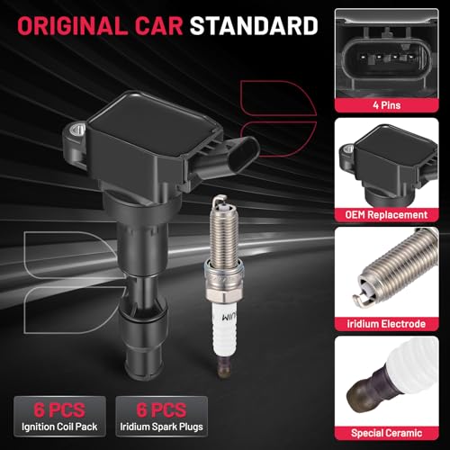 BDFHYK 6 Ignition Coil Pack UF863 and 6 Iridium Spark Plug 93175 Compatible with Kia Sedona Telluride Cadenza Sorento, Compatible with Hyundai Palisade Genesis G80 V6 3.3L 3.8L by BDFHYK - Used condition - Image 4