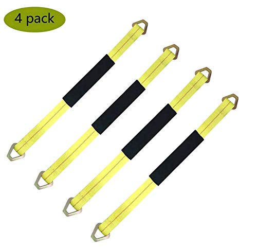 KJE Axle Tie Down Strap, 2'X36' Premium Axle Tie Down Strap with D-Ring Up to 10000lbs Capacity and Protective Sleeve-High Tension Proof & Heavy-Duty (Yellow)