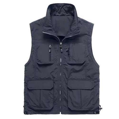 Chaleco de malla transpirable hombre chaqueta casual fina multibolsillos verano