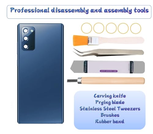 Image of Galaxy Note 20 Rear Back Cover Housing Door Replacement with Pre-Installed Camera Lens+Tools+Pre-Adhesive for Samsung Galaxy Note 20 SM-N980 SM-N981 All Carriers (Blue)