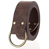 XZQTIVE Medieval Vintage Belt for Men Embossed Leather Renaissance Knight Belt O Ring Costume Belts