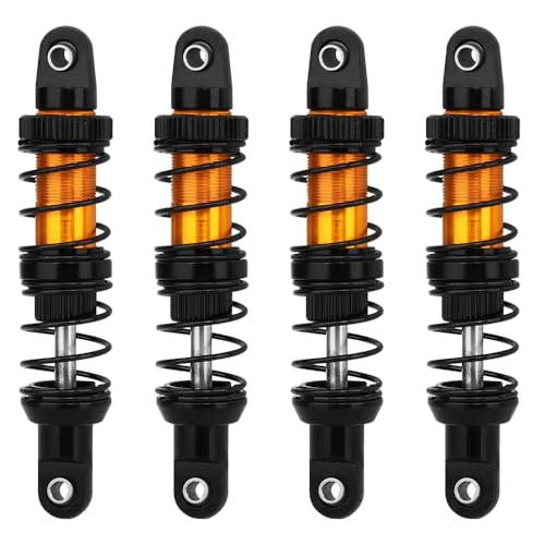 Pothyes RC Threaded Shock Absorber Oil Adjustable Damper Set with Springs for 1/10 RCTruck Crawler Axial SCX10 I II III Capra TRX4 D90 Wraith Metal Upgrade Part (black-gold, 70mm)