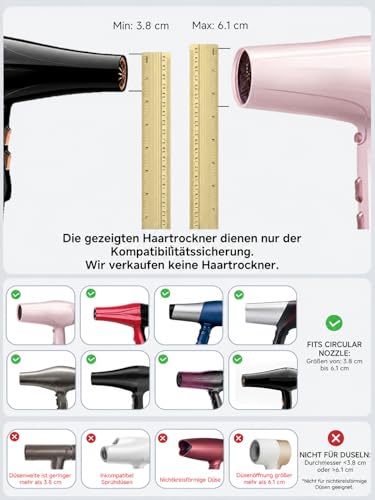 Diffusor Aufsatz Föhn, Diffuser Föhn, Universal Haar Diffusor Anpassungsfähig für Trockner mit Düse D = 3,8-6,1 cm für lockiges oder welliges Haar Styling Maximales Volumen ohne Frizz, Schwarz