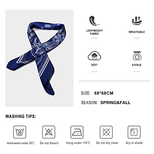 Vanlinker Vintage Bandanas Square Multi-Purpose Scarfs For Men Women Silk Like Scarf Neckerchief Protective Coverage Vl9549 Blue #TOP4