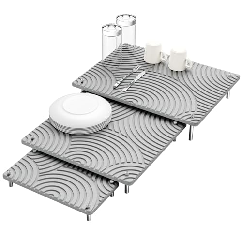 NiHome 3-Piece Diatomaceous Earth Dish Drying Mat Set, Quick-Drying Super