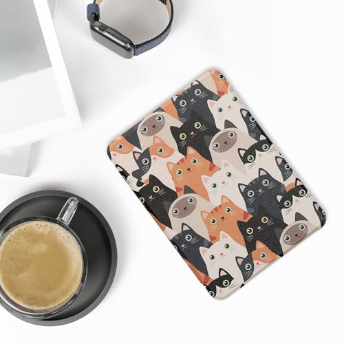 kwmobile Case Compatible with Amazon Kindle Paperwhite (2024)/Colorsoft Case - eReader Cover - Cats Orange/Black/White