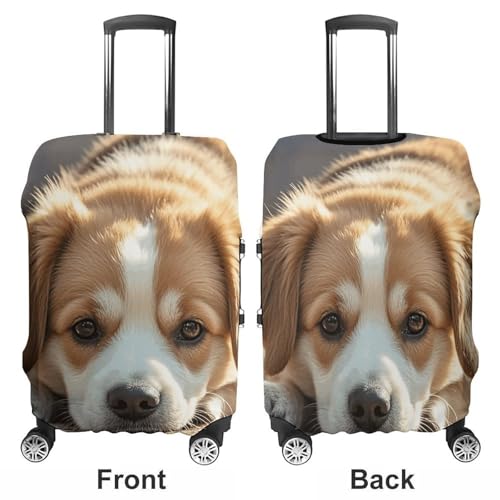 Lazy Dog Puppy Luggage Cover, Elastic Luggage Protector Fits 19-32in Suitcases, Washable & Anti-Scratch Suitcase Cover for Men Women M3
