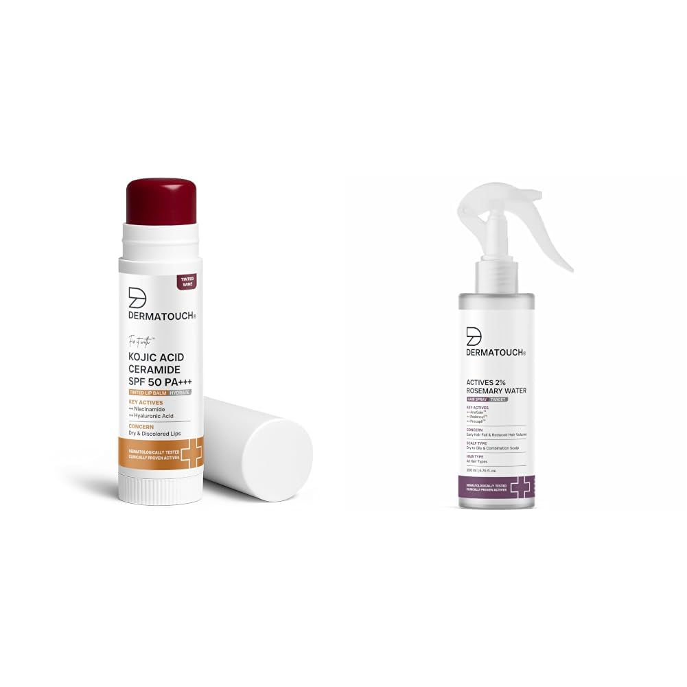 DERMATOUCH Kojic Acid Ceramide SPF 50 PA+++ Tinted Wine Lip Balm - 5g & Rosemary hair Spary For Hair Growth 200ml-image-14