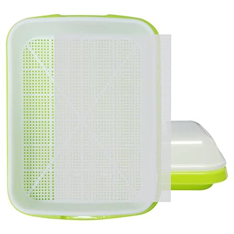 BeGrit 2 Pack Seed Sprouter Tray Extra Small Hole Sprouting Kit Germination Tray with Lid for Growing Microgreens Mung Beans Wheat Grass Hydroponics Green Cover