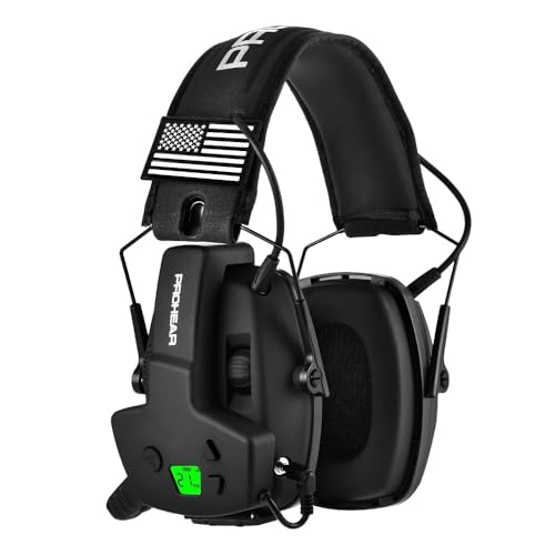PROHEAR Tactical Electronic Shooting Earmuffs with 4X Sound Amplification – Ear Protection & Walkie Talkie Set for Hunting, Shooting Range & Tactical Communication – Black