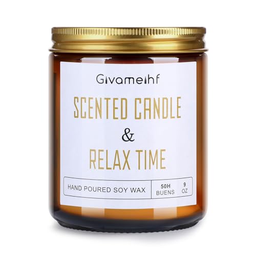 GIVAMEIHF Lavender Scented Candle 9 oz, Fall Candles,Natural Soy Wax Candles, Autumn Gifts Set for Women,Jar Scented Candle with up to 50 Hour Burn Time, Relaxing Home Fragrance for Home