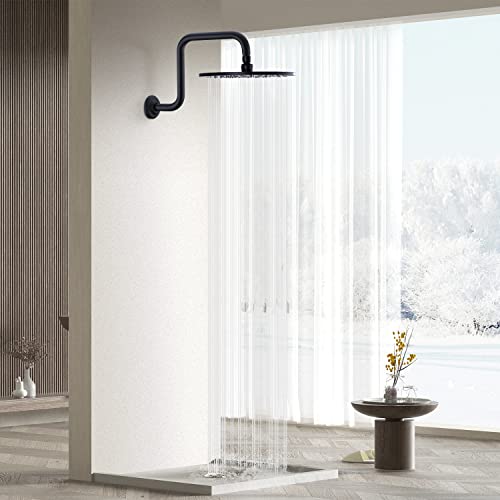 Dikurooms 13 Inch S-Shape Shower Arm With Flange Shower Head Extension Arm High Rise Stainless Steel Replacement Pipe,Matte Black #TOP1