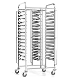 Forgast Carello Portavassoi, Carrello di Servizio Con Ruote in Acciaio Inox, per 30 Vassoi GN 1/1, Dimensioni 74x55x170 cm, Carrello da Cucina, Per Ristorante, Hotel, Scuola