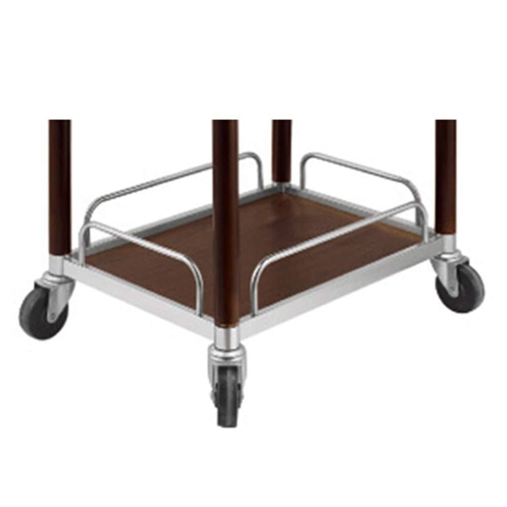 Carrello di Servizio in Legno massello con Ruote, Carrello portaoggetti Multifunzionale a 2 Livelli per Cucina, Sala da Pranzo, Bar e Hotel