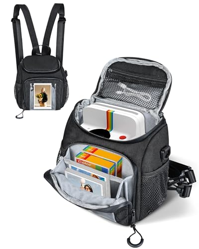 PLOZANO Shockproof Camera Sling Bag Compatible with Polaroid Now 3rd2nd Gen Now+ Go Gen 2 OneStep Instant Camera Crossbody Small Camera Backpack Camera Carrying Case for Accessories & Film (7x5x8)