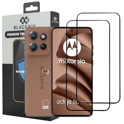 Image of Blackwik Tempered Glass Screen Protector for Moto Edge 50 Neo with Edge-To-Edge Protector Coverage | Easy Installation Kit (Black) (Pack Of 2)