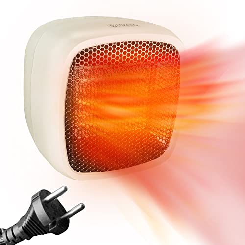 Aerotermo, bajo consumo, silencioso, aerotermo cerámico, 800 W, mini calefactor con 2 niveles de calor, calefactor eléctrico pequeño para baños, oficinas Cover