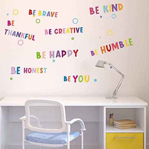Colorful Inspirational Wall Decal Motivational Phrases Sticker Inspirational Lettering Quote Sticker Be Thankful, Be Brave, Be Creative Decals for Classroom Nursery Kids Decoration