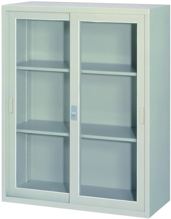 スチール書庫 幅800x400x1110 引違枠付ガラス戸 ニューグレー 書類保管庫 ALPS アルプス FJG40-G11 事務機