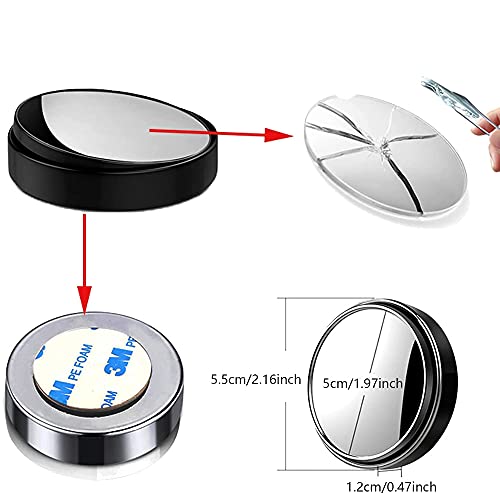 Image of 2Pcs Fan Shape Curved Blind Spot Mirror, Upgrade HD Glass Wide Angle Mirror, Frameless 360 Adjustable Convex Rear View Mirror for cars trucks