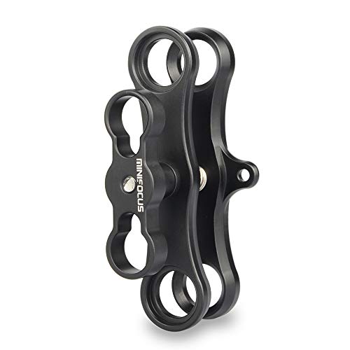 Minifocus 1" Long Ball Clamp Dual Holder Mount For Underwater Photography Diving Light System, Compatible For Gopro Action Camera Flashlight Arms System(2 Pcs) #TOP6