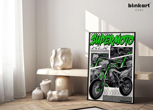 Image of BLINKART Kawasaki KLX CarFramed Posters Gift Items Boys Room Wall Decoration Bedroom Office Studio Synthetic Wood Frame & Acrylic Glass Ready to Hang - 18x12 Inch, (A4 Size) - CAR-141