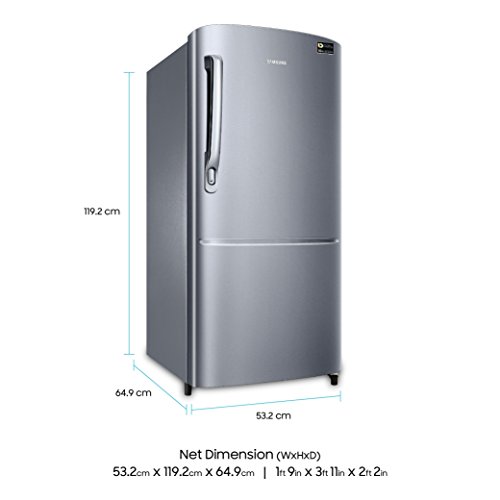 Image of Samsung 192 L 3 Star Direct Cool Single Door Refrigerator(RR20M172ZS8 /HL, Elegant Inox, Inverter Compressor)