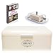 Vintage Bread Box For Kitchen Stainless Steel Metal in Retro Cream Off White + FREE Butter Dish + FREE Bread Serving Suggestions eBook 16.5" x 9" x 6.5" Large Bread Bin storage by All-Green Products