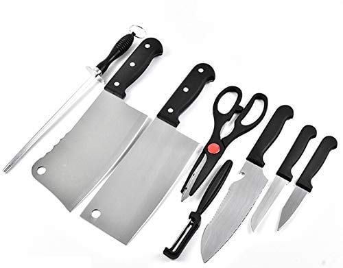 Dhanvi Enterprise 8 Piece Kitchen Knife Set Include 3 Vegetable and Fruit Knife,2 Meat Knife,1 Scissor,1 Knife Sharpener and 1 Peeler Set for Kitchen