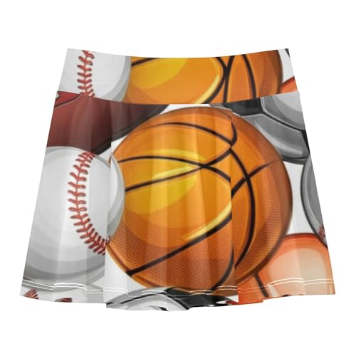 Athletic Shorts Girls Skorts Tennis Skirts Kids Gymnastics Pleated Sports Balls Basketballs 3t