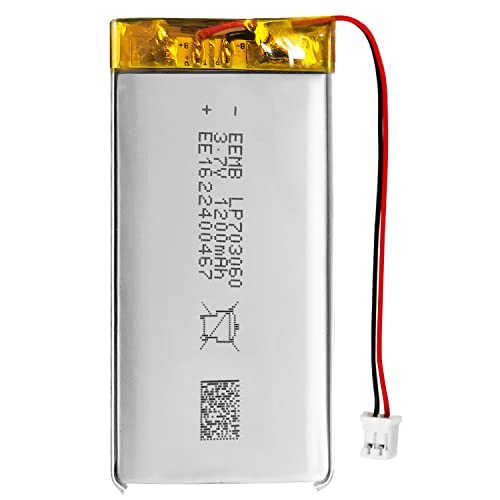 EEMB Batterie Lithium polymère 3,7V 1200mAh 703060 Batterie Rechargeable lipo avec connecteur JST avec VXI Blue Parrott - vérifier la polarité de l'équipement et du connecteur Avant l'achat