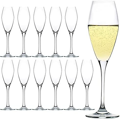 FAWLES Champagne Flutes Set of 12, Crystal Glass, 9 oz Champagne Glasses, Prosecco Sparkling Wine Glasses Set
