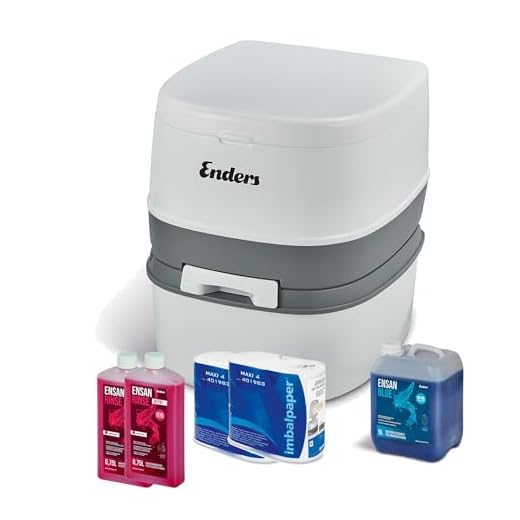 Enders Campingtoilette SUPREME BlueXL Set - komfortable Höhe - hoch - inkl. 2L Sanitärflüssigkeit + 5L Abwasserflüssigkeit + 2x Toilettenpapier (leicht löslich) - Chemietoilette - mobile Toilette weiß