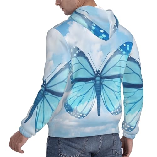 Sweat à capuche en polaire chaude imprimé papillon homme - 4