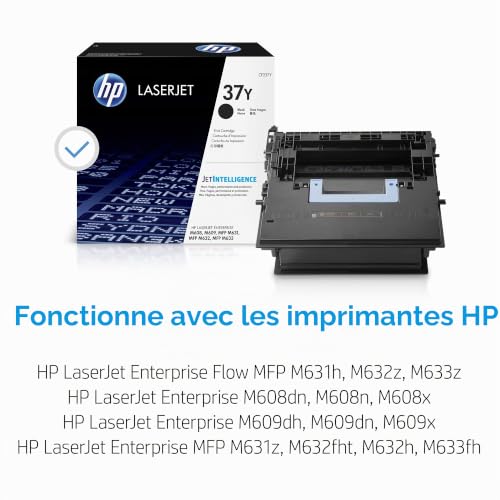 Toner HP 37Y Noir Original Idéal pour Volume d'Impression Élevé LaserJet MFP M633 M608