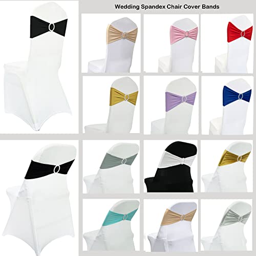 Image of Spandex Chair Sashes Bands, Royal Blue, 100PCS | Stretch Chair Ties Bows, With Buckle Slider, For Wedding Party Banquet Decoration