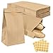 Produktbild 50 Stück Braun Papiertüten - Braun Groß 28 x15 x 9cm Kraftpapier Tüten mit 60 Aufkleber Brottüten Papier Butterbrottüten mit Aufkleber Geschenktüten DIY Adventskalender Tüten Gastgeschenke Hochzeit