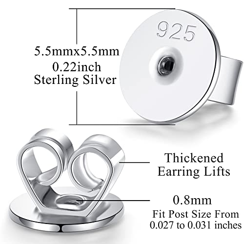 Luckmora Sterling Silver Earring Backs For Studs Pierced Secure Flat Earrings Backs Replacements White Gold Plated Hypoallergenic 2 Pairs #TOP1